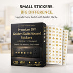Premium DIY Golden Switchboard Stickers (200 Pcs | 52 Designs)