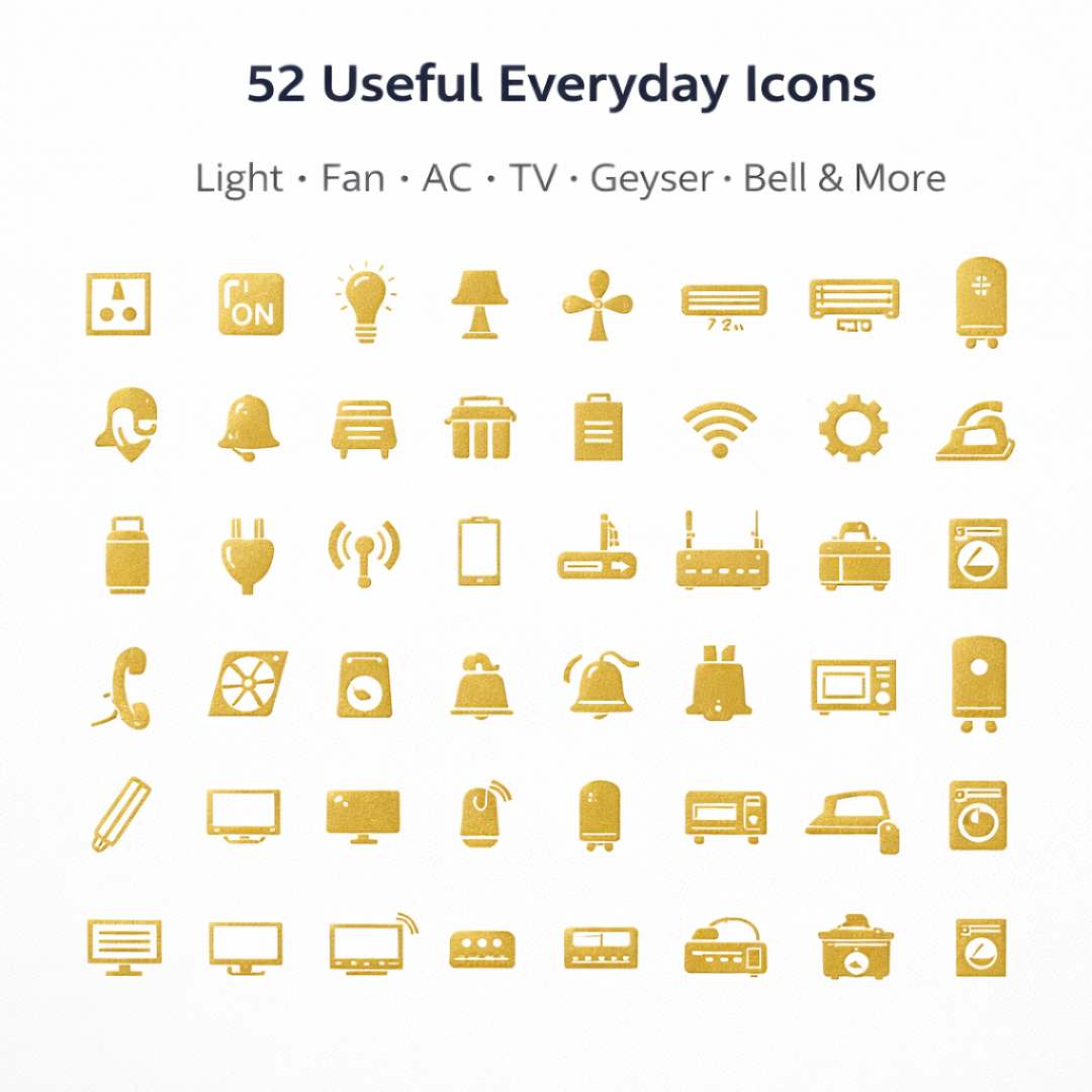 Premium DIY Golden Switchboard Stickers (200 Pcs | 52 Designs)